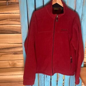 Timberland Polartec fleece jacket dark red size XL full zip polyester black trim